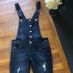 NWOT Skinny Leg Denim Button Up Overalls